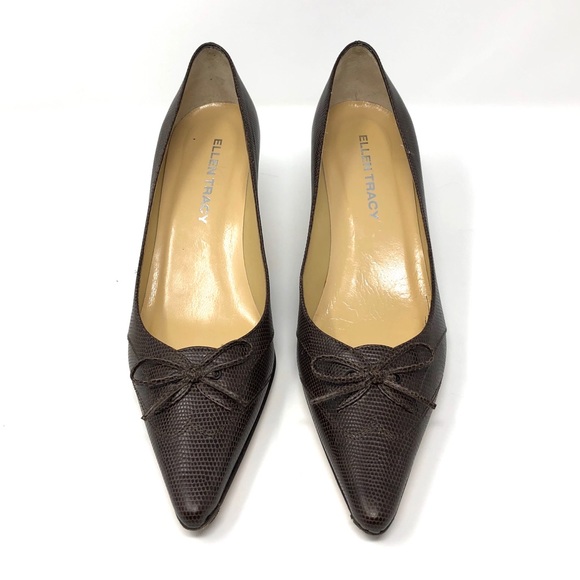 ELLEN TRACY brown leather heels, made in Italy, size 8.5 - Picture 2 of 5